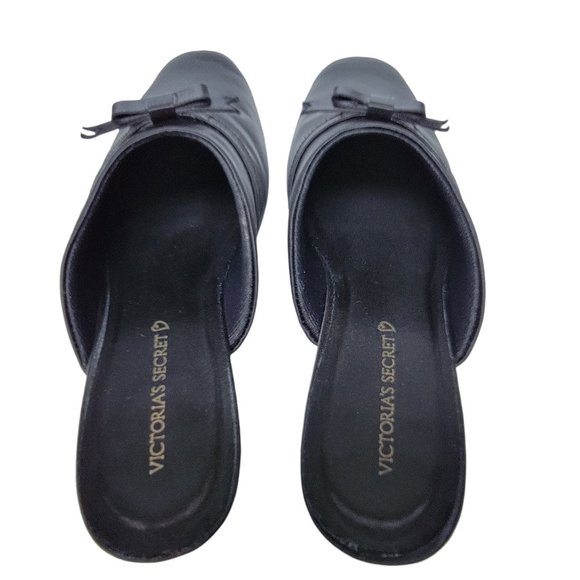 VICTORIA'S SECRET Black Satin Boudoir Slippers New w/ Box Size Medium - Picture 4 of 16